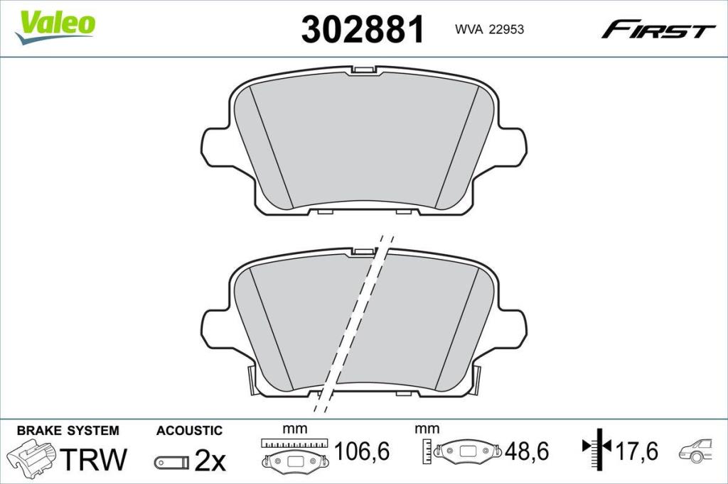 Jeu de 4 plaquettes de frein VALEO ref. 302881